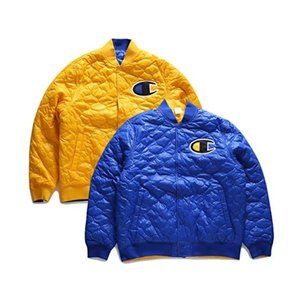 Champion Puffer Reversible Winter Snow Ski Jacket Men's Size L Blue Gold